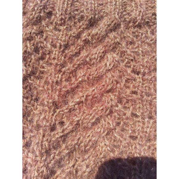 Handmade Womens Alpaca Loop Scarf Dickey Cowl Knit Neckwarmer Brown Gold Glitter - Picture 6 of 10